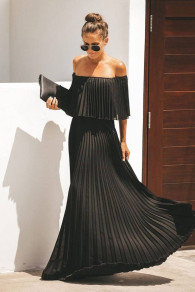 Ženska plisirana obleka X3575 črna