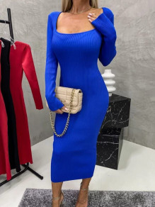 Ženska oprijeta obleka triko SL4007 modra