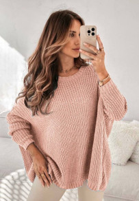 Ženski ohlapen pulover K88317 puder