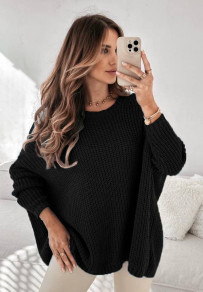 Ženski ohlapen pulover K88317 črna