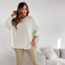Ženski ohlapen pulover K88317 bela