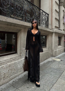 Ženska pletena obleka X2756 črna