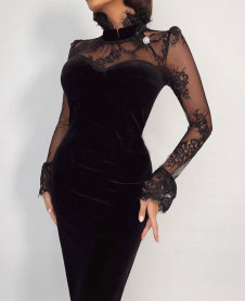 Ženska elegantna obleka s čipko NI2144 