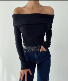 Ženska bluza z ladijskim izrezom EM1651 črna