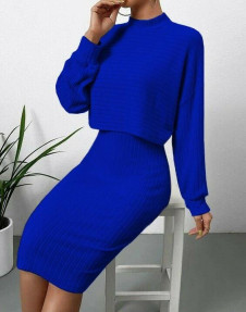 Ženski komplet bluza in obleka AR3124 modra