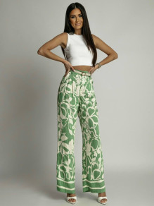 Ženski komplet top in hlače s pasom K6320 zelena