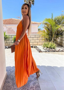 Ženska plisirana obleka FG2574B oranžna