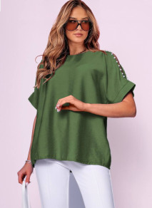 Ženska ohlapna bluza 80318 temno zelena