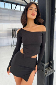 Ženski komplet bluza in krilo LP9010 črna