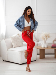 Ženske ohlapne hlače X3572 rdeča