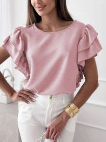 Ženska bluza z moderni rokavi K6337 roza