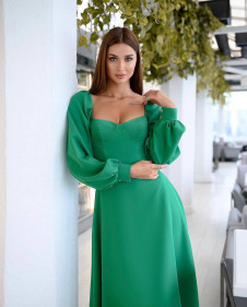 Ženska obleka pod kolen NNS606 zelena