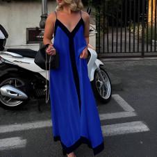 Ženska dolga obleka A1796 modra