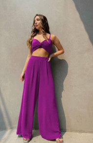 Ženski komplet top in hlače K5773 violet