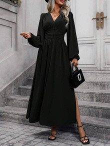 Ženska dolga obleka K6127 črna