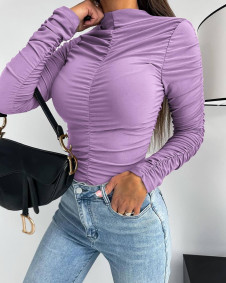 Ženska nagubana bluza K9596 svetlo vijolična