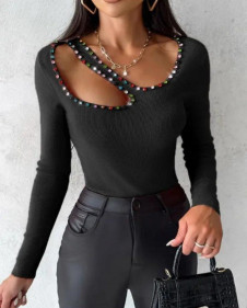 Ženska spektakularna bluza s kristali J68002