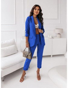 Ženski komplet suknjič in hlače K9613 modra