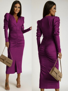 Ženska elegantna obleka K5604 violet