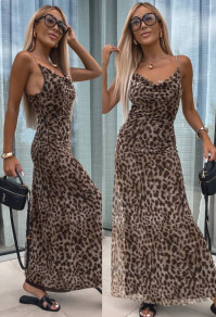 Ženska obleka z leopardovim vzorcem H4650