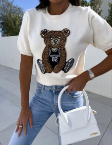 Ženska bluza z medvedkom in kratkimi rokavi E708