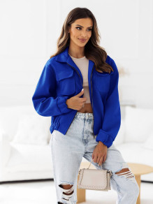 Ženska jakna z žepi A1273 modra