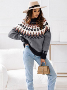 Ženski pulover s potiskom L9026 grafitna