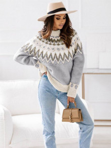Ženski pulover s potiskom L9026 siva