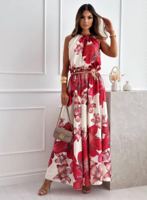 Ženska obleka s cvetličnim vzorcem K33151