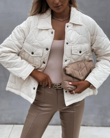 Ženska moderna jakna z žepi J9112 bela