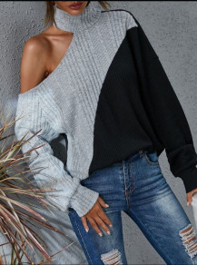 Ženski pulover z odprtim ramenom B5554 siva