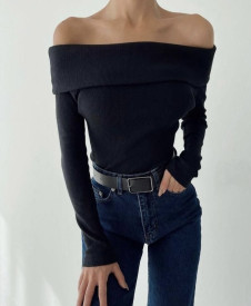 Ženska bluza z ladijskim izrezom EM1651 črna