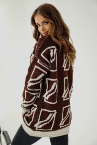 Ženski spektakularen pulover BS0277 rjava