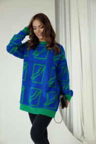 Ženski spektakularen pulover BS0277 modra