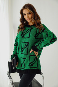 Ženski spektakularen pulover BS0277 zelena