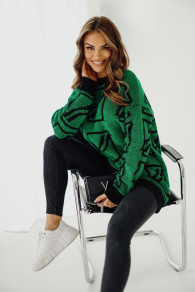 Ženski spektakularen pulover BS0277 zelena
