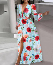 Ženska obleka s cvetlični motivi 612001