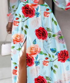 Ženska obleka s cvetlični motivi 612001