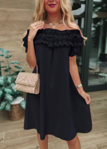 Ženska obleka s spuščenimi rameni X6503 črna