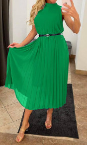 Ženska plisirana obleka A0963 zelena