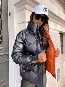 Ženska dvobarvna jakna 8865 črna/oranžna
