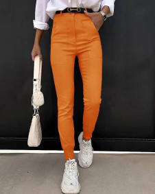 Ženske hlače z visokim pasom 6375 oranžna
