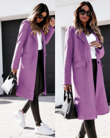 Ženski eleganten plašč z žepi 5361 svetlo vijolična