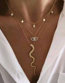 Ženska trojna ogrlica z obeski SH02400 zlata