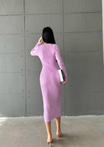 Ženska obleka s spektakularnim izrezom PR5904 vijolična